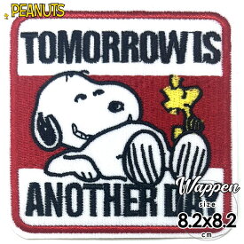 送料無料/ ワッペン スヌーピー ANOTHER DAY 四角 刺繍 アイロン キャラクター パッチ アップリケ SNOOPY