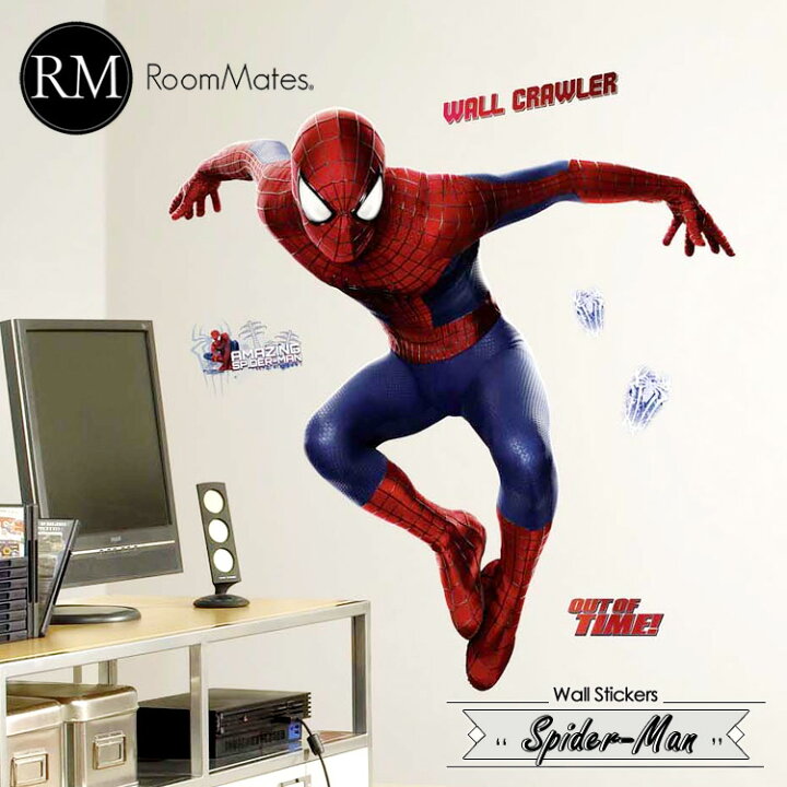 楽天市場 新春感謝セール半額商品 ウォールステッカー Roommates マーベル スパイダーマン ジャイアント 張って剥がせる ウォールシール 子供部屋 壁紙 キッズ ベビー用品 パラニーニョ