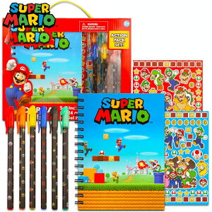 【オータムSALE◆POINT3倍】文具セット ジャーナルセット スーパーマリオ ノート カラー ボールペン 6本 シール お絵描き 日記帳 メモ帳