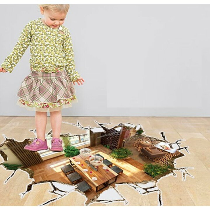 楽天市場 ３d ウォールステッカー C56 危険 落とし穴 騙し絵 トリックアート はがせる 壁紙 シール 防水 Diy 壁 床 家具 インテリア 天井 Parasugar