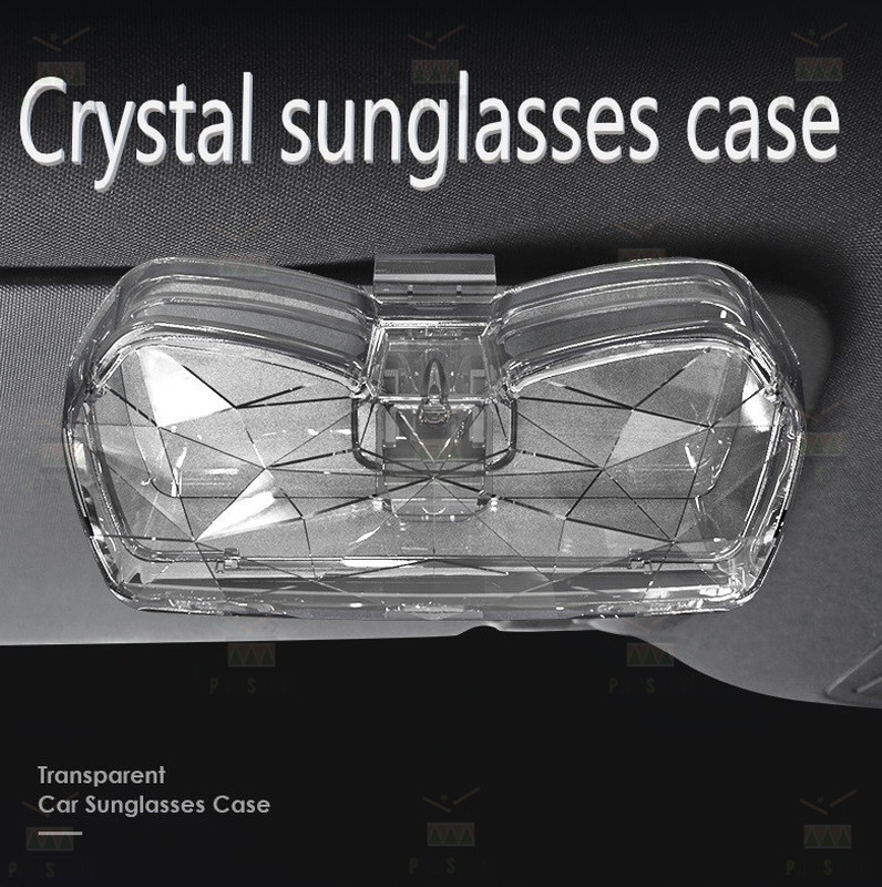 お洒落な サンバイザー 眼鏡ケース クリスタル サングラスケース クリップ ホルダー カー用品 カード収納 ポケット 眼鏡 サングラス 収納ケース