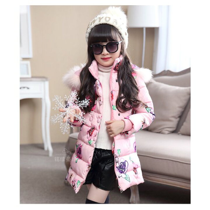 楽天市場】ダウンコート 花柄 フラワー ネイビー 子供服 アウター 
