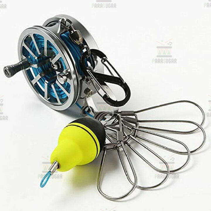楽天市場 新品 釣った魚を新鮮キープ リールストリンガー フック8本 魚活かし フィッシング用品 釣り 道具 釣り具 Parasugar