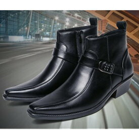 サイドジッパー メンズ ビジネス レザー シューズ ブラック 革靴 靴 カジュアル 屈曲性 通勤 軽量 インポート品【n153】