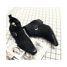 サイドジッパー メンズ ビジネス PUレザー シューズ ブラック 革靴 靴 カジュアル 屈曲性 通勤 軽量 インポート品【n156】