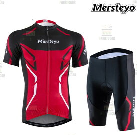サイクリングウェア mersteyo 半袖 レッド 2点セット 自転車 ウェア サイクルジャージ 吸汗速乾防寒 新品 インポート品【690】