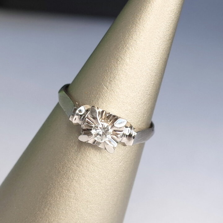 楽天市場】可愛い♪ ダイヤモンド リング 14KWG ビンテージ ダイヤ  