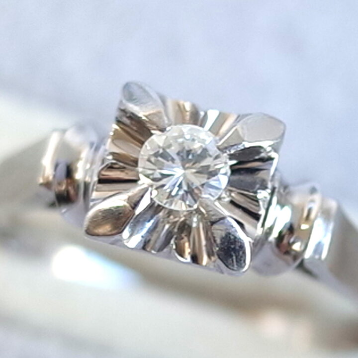 楽天市場】可愛い♪ ダイヤモンド リング 14KWG ビンテージ ダイヤ  