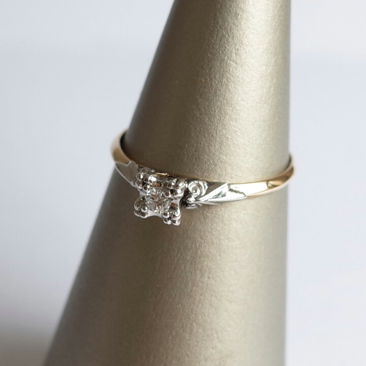 楽天市場】可愛い♪ ダイヤモンド リング 14KWG ビンテージ ダイヤ  