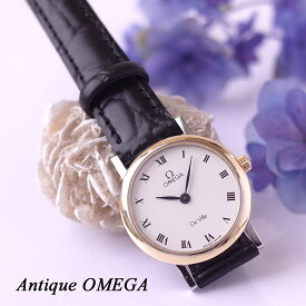 OMEGA オメガ デビル ホワイトローマン リーフ針 YG/SS モダンヴィンテージ 7460.23 純正尾錠 新品革ベルト クォーツ メンテ済1年保証