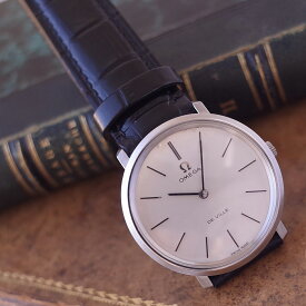 シンプル オメガ デビル ラウンド SS シルバー 1972年製 ヴィンテージ 手巻き 新品革ベルト OMEGA メンズ OH済1年保証
