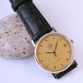 OMEGA オメガ デビル ゴールド デイト YG/SS 33ミリ径 モダンヴィンテージ コンビ 新品革ベルト 純正尾錠 メンズ クォーツ OH済1年保証