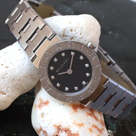 箱保 BVLGARI ブルガリブルガリ BB23SS ブラック 12PD ダイヤ ブレスレット レディース クォーツ 腕時計 OH済1年保証 電池交換済
