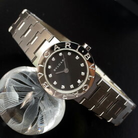 良品 箱保 BVLGARI ブルガリブルガリ BB23SS ブラック 12PD ダイヤ ブレスレット レディース クォーツ 腕時計 OH済1年保証 電池交換済