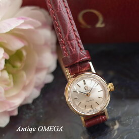 【中古】素敵 オメガ K18YG 70’S アンティーク カットガラス 新品革ベルト レディース 手巻き 腕時計 OMEGA