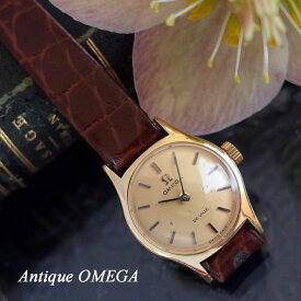 【中古】オメガ 70's アンティークウォッチ 750YG K18 新品革ベルト レディース 手巻 腕時計 OMEGA