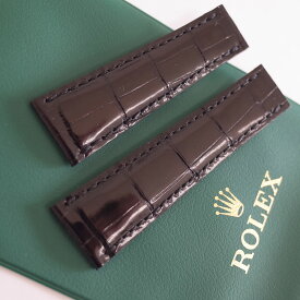 ROLEX ロレックス 純正アリゲーター革ベルト ストラップ レザー 20mm 黒 光沢 デイトナ用 B3641 未使用 正規品 SWISS MADE