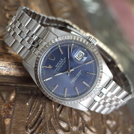 【中古】ロレックス 1603 デイトジャスト オイスターパーペチュアル 1971年 青文字盤 SS メンズ 自動巻 腕時計 ROLEX アンティーク OH済1年保証