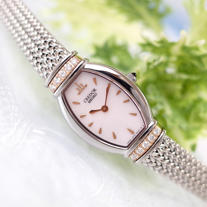 楽天市場】クレドール SEIKO メッシュ GSTE966 トノー ピンクシェル SS 