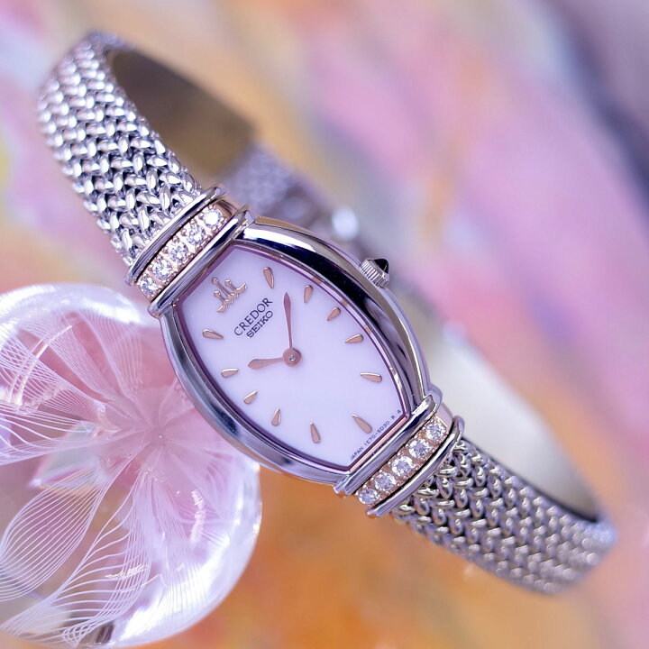 楽天市場】クレドール SEIKO メッシュ GSTE966 トノー ピンクシェル SS 