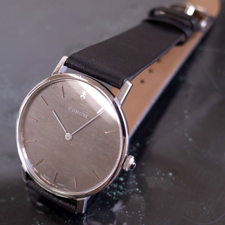 楽天市場】コルム 57219 グレー文字盤 34ミリ径 純正尾錠 中古革ベルト 