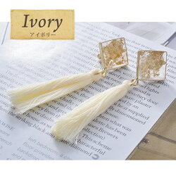 イヤリングタッセルスクエアパール箔入りLuxury'sラグリーズ揺れる大ぶりゴールド送料無料
