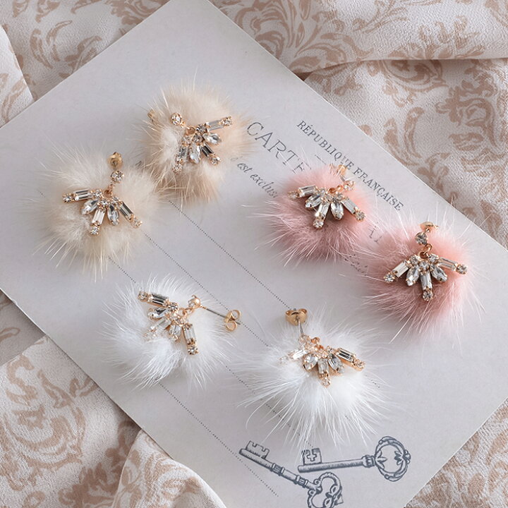 楽天市場】【期間限定 60%OFF 】イヤリング ピアス ファー ミンク 
