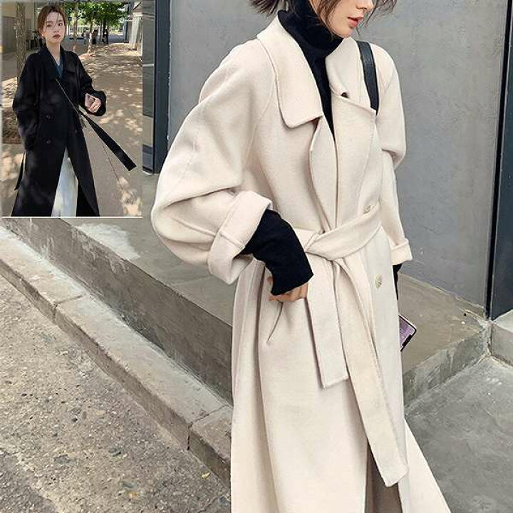 楽天市場】上品ロングコート ウール リバーコート オフホワイト  