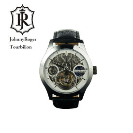 『あす楽対応』JOHNNYROGER フライングトゥールビヨン メンズ 腕時計 時計 男性用 彫り 本格　GMT 機械式 手巻き 正規品 本物保証 3年間保証 腕時計の最高峰 ステンレス 革ベルト スケルトン meister