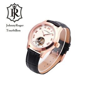 『あす楽対応』JOHNNYROGER フライングトゥールビヨン メンズ腕時計 3年間保証 腕時計の最高峰 本物保証 本格 機械式 手巻き 男性用 腕時計 ピンクゴールド シルバー Chevalier