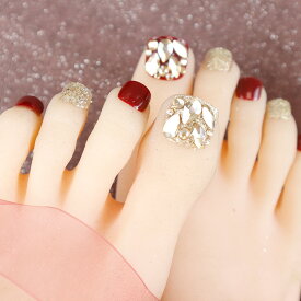 【PRS nail】 ネイルチップ 付け爪 つけ爪 おうちネイル 貼る 簡単 ネイル 剥がせる デコネイル かわいい 24枚入り 足用 フット用