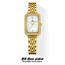 『 時計のプレゼントを贈る 』BS bee sister 腕時計 時計 レディース 女性用 ウォッチ セレブ ゴージャス ダイヤモンド アクセサリー ラッピング無料 かわいい おしゃれ シルバー ブレスレット 旅行 イベント カジュアル 矩形 長方形