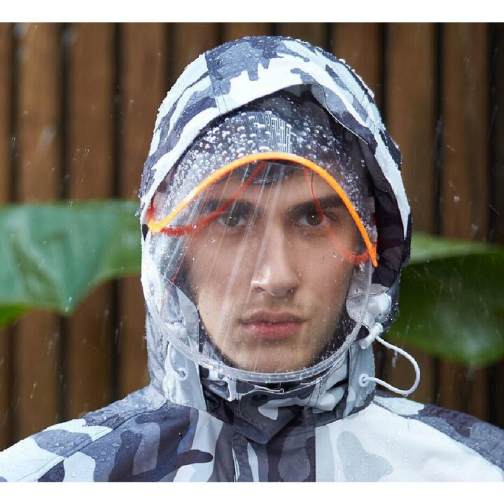 楽天市場 レインコート 雨カッパ レインウェア レインスーツ レインウェア 上下セット 迷彩 雨具 収納袋付き 男女兼用 自転車 バイク 通勤通学 アウトドア Parisrose