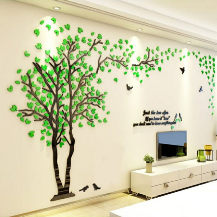 市場】3D 木 木の葉 ウォールステッカー diy アクリル壁紙 飾り はがせる 装飾 シール 壁 ホーム キッチン リビングルーム ベッドルーム  インテリア 2000mm*1000mm （サイズ 小） : parisrose