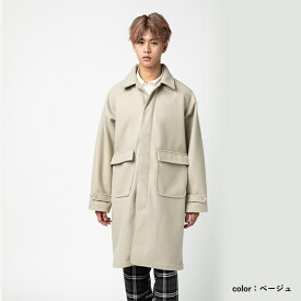 メンズコート　メンズ　レディース　メルトン風　ロングコート　メンズロングコート　温かい　あったか　ゆったり　大きめ　　ポケット　キレイめ　リラックス　カジュアル　春服　秋服　冬服　全2色　Mサイズ　Lサイズ　XLサイズ