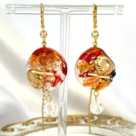 ハンドメイド　サージカルステンレス　ピアス　フレンチフックピアス　レジン　ビーズ　刺繍リボン　天然石　水晶