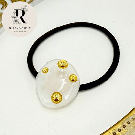 ハンドメイド　ヘアゴム　レジン　ゴールド