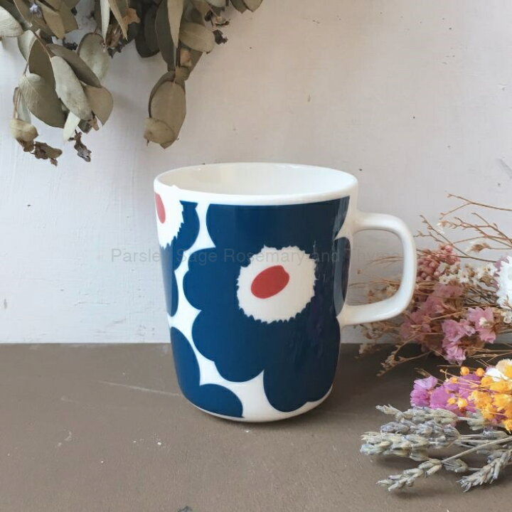 楽天市場】marimekko unikko マグカップ ホワイト×ネイビー  