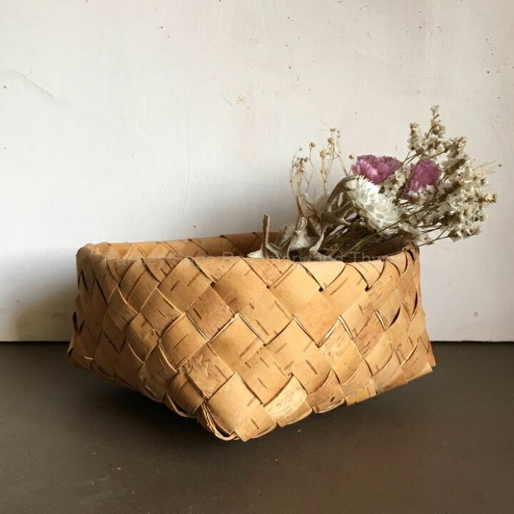 楽天市場】白樺 小物入れ かご 白樺細工 カゴ 籠 14×14×7 バスケット 