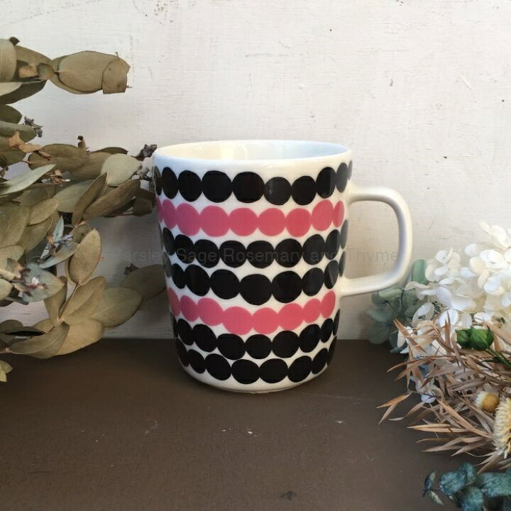 楽天市場】marimekko RASYMATTOマグカップ ブラック ピンク マリメッコ 