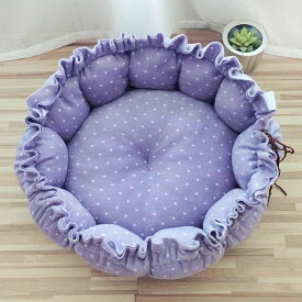 円形 ペットベッド 子猫用ベッド 子犬 ペットクッション ペットマット ペット用 座布団 ペットソファー 花柄 ソフト 通年 滑りにくい裏生地 室内 お手入れ簡単 耐え噛み キャット 柔らかい 気持ち