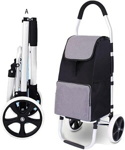 買い物カート ショッピングカート ショッピングキャリー 折りたたみ式 2つの大きな車輪 静音カート トロリーバッグ 取り外し可能 軽量 大容量 頑丈 キャリーカート 買物カート 買い物カー