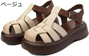 グルカサンダル 本革 プラットフォーム 厚底サンダル レディース レザー ローマ風 フランス風 カジュアルシューズ スポーツサンダル 春夏 身長アップ5cm 歩きやすい ファッション 柔らかい