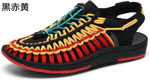 サンダル 編み込み メンズ ビーチサンダル 厚底 スポーツサンダル カジュアル 滑らない グラディエーターサンダル つま先保護 通気 蒸れない 防臭 夏 ウォーキングサンダル アウトドア 登山