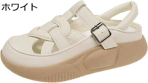 透かし彫り 厚底 スニーカーサンダル レディース スポーツサンダル クローズドトゥ つま先あり オシャレ ゴムソール 可愛い メッシュ 夏 スニーカー 通気性 滑りにくい 背が4cm高くなる