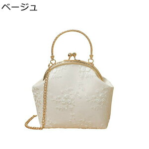 ハンドバッグ がま口ポーチ 2way 白 刺繍 パーティーバッグ クラッチバッグ 結婚式 シンプル 簡約 和風 中華風 レトロ ヴィンテージ イブニング ショルダー 卒業 宴会バッグ 財布 口紅/鍵/携帯