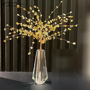 水晶樹 天然石 原石 クリア花瓶 ガラス花瓶 天然水晶 造花 永遠の花 枯れない花 黄水晶 シトリン クリスタルツリー インテリア 風水 置物 縁起物 玄関飾り 部屋飾り 開運 室内 装飾品 ギフト