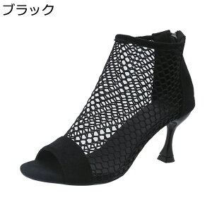 サマーブーツ ピンヒール サンダル レディース メッシュ バックジップ 7cmヒール オープントゥ PUレザー ブーツサンダル 夏 透かし彫り 通気性 滑りにくい 脱ぎ履き便利 仕事 日常 セクシー