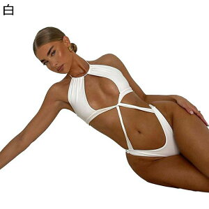 レディース水着 ビキニ 変型モノキニ セクシー オールインワン クロスストライプ ボディーライン 美バスト オトナ女子 ビーチウェア スイムドレス 欧米風 フェミニン スイミング 海 オシャ