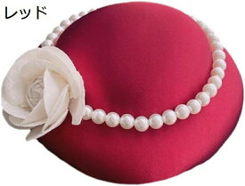 トーク帽 ミニハット 礼装帽子 パール お花付き 椿 ヘッドドレス クリップ付き カクテルハット トークハット ウェディングハット 欧風 結婚式 ブライダル 花嫁 成人式 パーティー 二次会 写真撮影 グリーンB